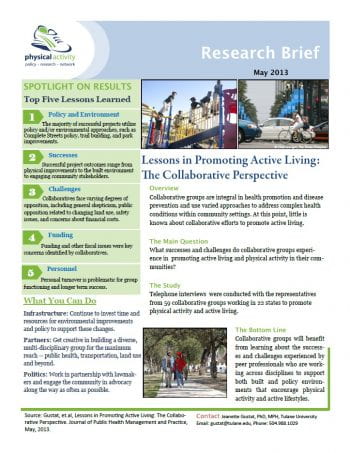 Lessons in Promoting Active Living (pdf)